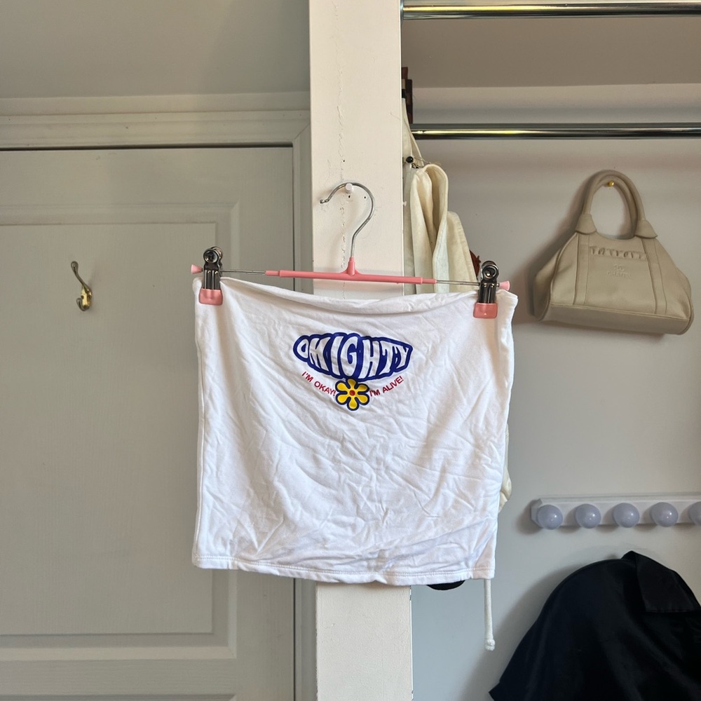 White Graphic Tube Top